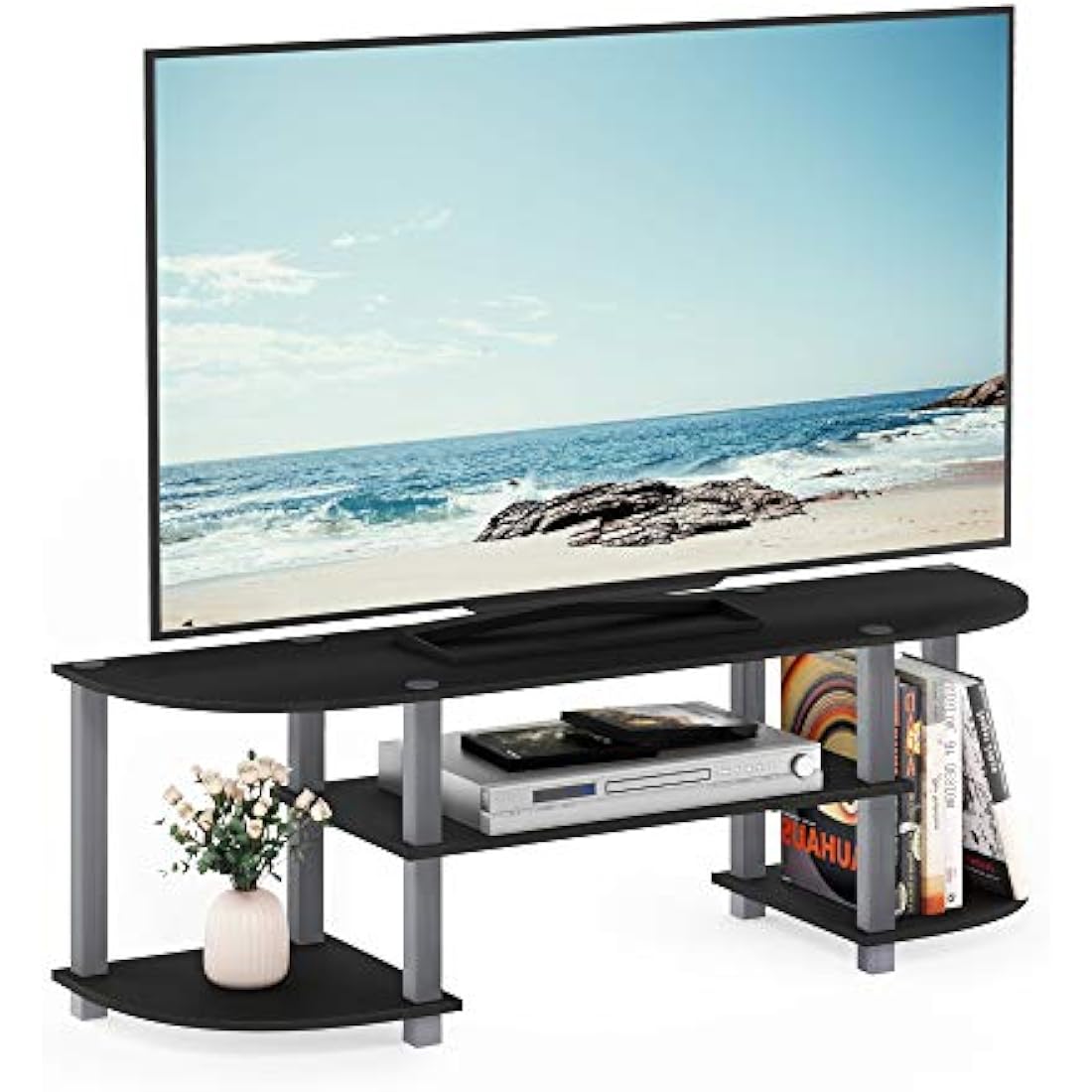 Furinno Turn-S-Tube Wide TV Entertainment Center, TV Unit, TV Stand, Black/Grey