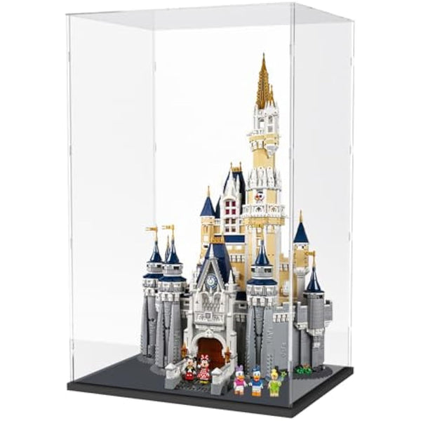 Nynelly 79 cm Tall Acrylic Display Case for Lego Disney Castle 71040 for Lego Display Case for Models Figures Dolls Assemble Dustproof Thickened Clear Display Box Display Cabinet(Black)