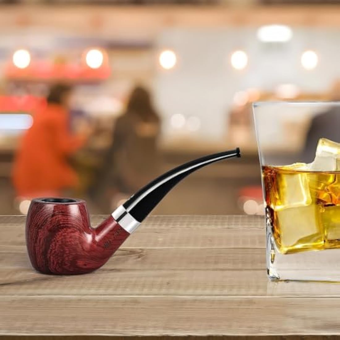 Joyoldelf Handmade Tobacco Pipe Set - Creative Smoking Pipe with Flat Bottom, Pipe Starter Kit for Beginner with Gift Box and Accessories