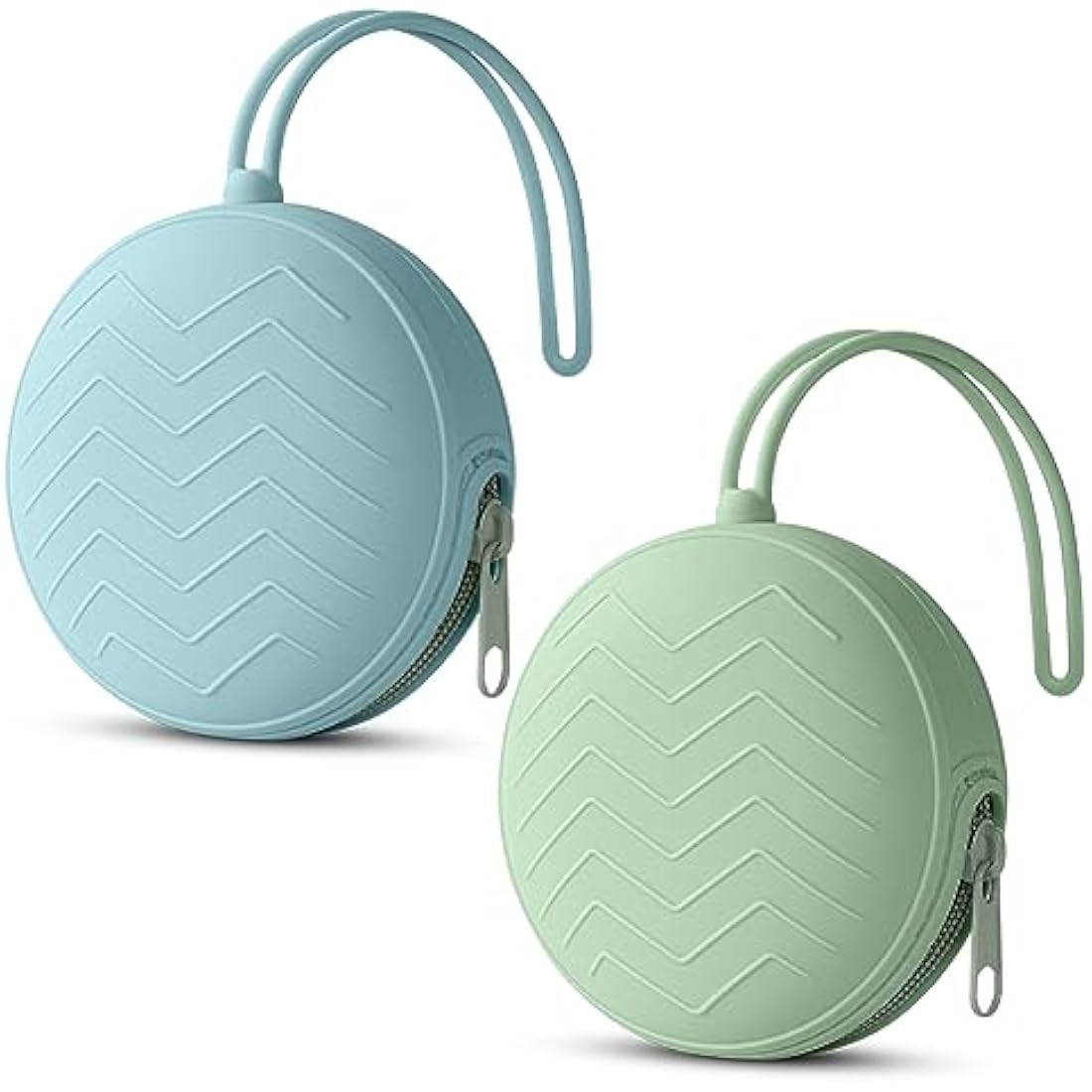 Aolso Dummy Holder Case Set, 2PCS Silicone Dummy Holder Case, Baby Dummy Holder Case, Pacifier Holder Case, Portable Soother Pods for Baby, Baby Pacifier Case for Travel, Home (Green/Blue)