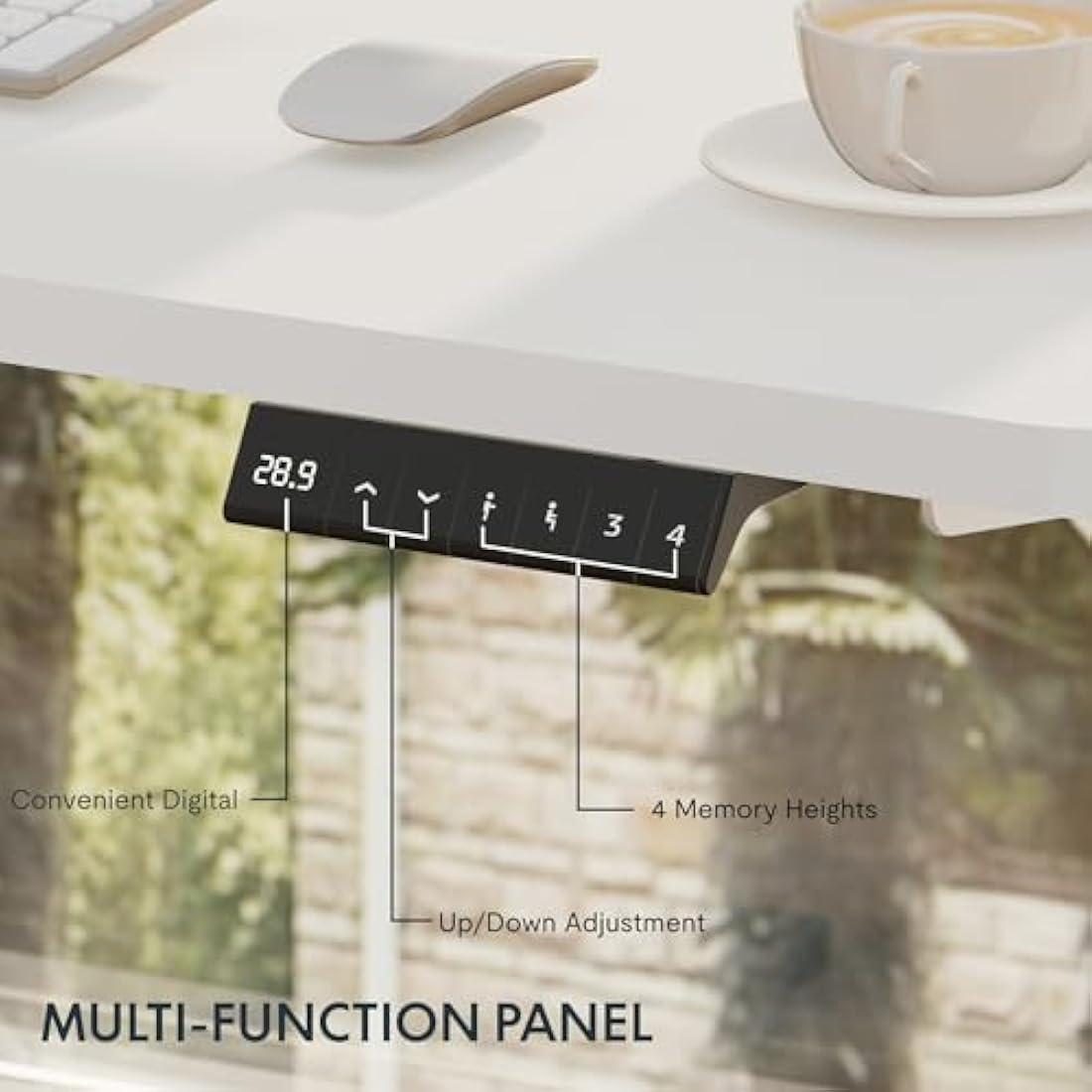 FLEXISPOT E1 Plus ONE PIECE Electric Standing Desk Height Adjustable Sit Stand Desk with Memory Smart Panel(120 * 60cm, White Frame+Maple Desktop)