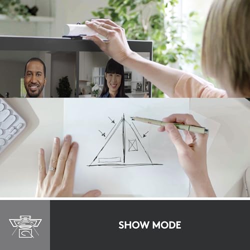 Logitech Brio 500 Full HD Webcam with Auto Light Correction, show Mode, Dual Noise Reduction Mics, Webcam Privacy Cover, Works with Microsoft Teams, Google Meet, Zoom, USB-C Cable, Streaming - White