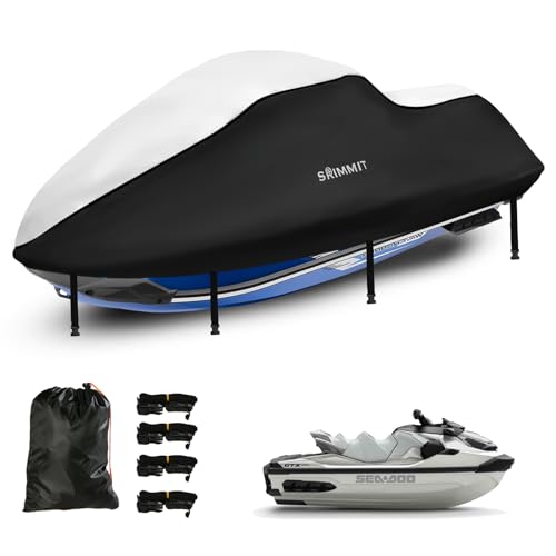 3 Seater Waterproof Jet Ski Cover,Upgraded Heavy Duty 420D PWC Cover with 2 Air Vent Marine Grade UV Resistant for Seadoo,Kawasaki,Waverunner Polaris