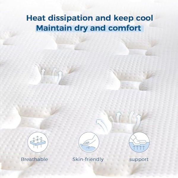 Inofia Single Mattress,12 Inch Memory Foam Sprung Mattress 3FT,Sleep Cool and Supportive,Pressure Relieving Airy Comfort Foam,Medium Firm Hybrid Mattress,The Aire Collection(90x190x30cm Medium Firm)