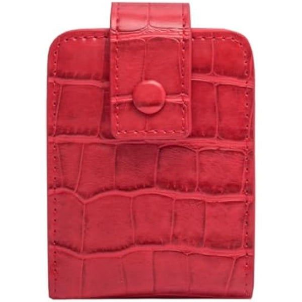 Lipstick Case, Aolaso Soft Leather Lipstick Holder Case with Mirror, Mini Cosmetic Storage for Women (Red)