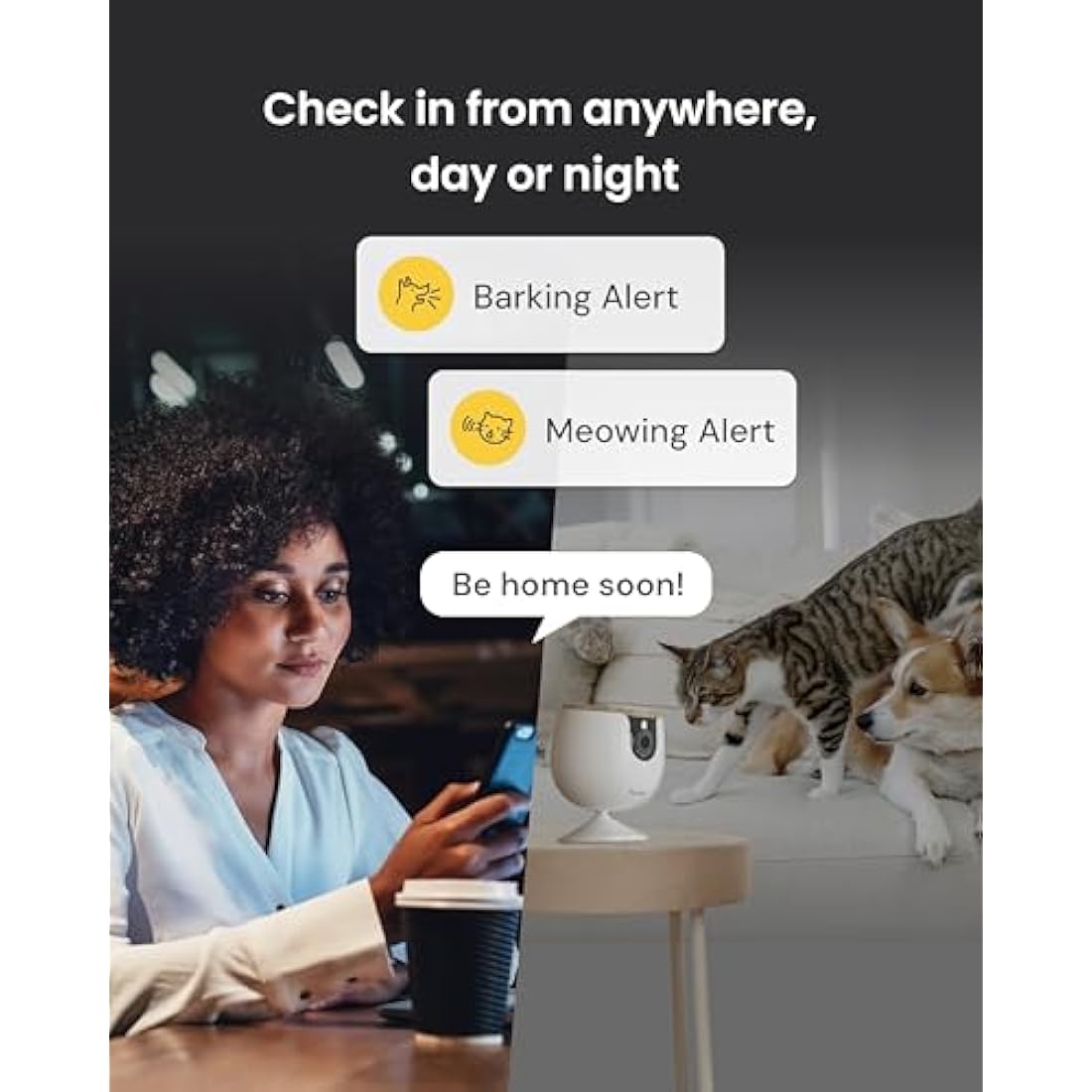 Furbo Mini Pet Camera [Basic]: Small Camera, Big Safety & Peace of Mind | Pet Monitor w/Phone App, Colour Night Vision, 2-Way Audio, Barking or Meowing Alerts, Designed for Dogs or Cats, Indoor Cam