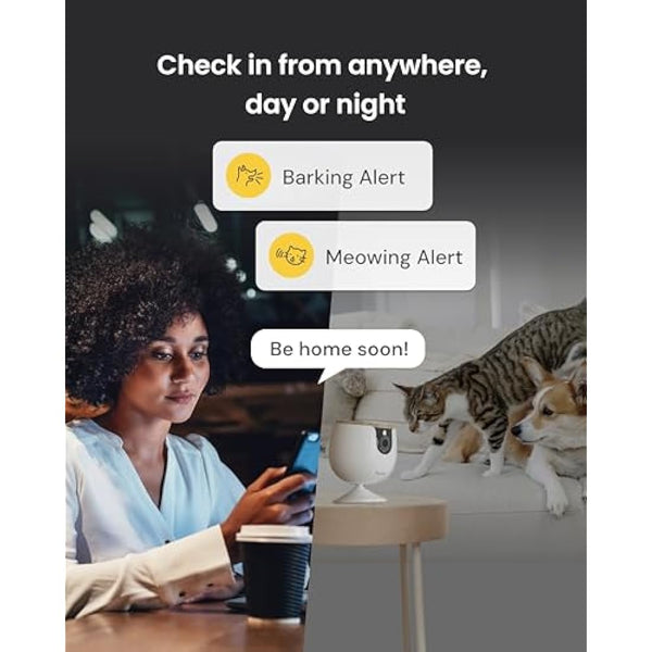 Furbo Mini Pet Camera [Basic]: Small Camera, Big Safety & Peace of Mind | Pet Monitor w/Phone App, Colour Night Vision, 2-Way Audio, Barking or Meowing Alerts, Designed for Dogs or Cats, Indoor Cam