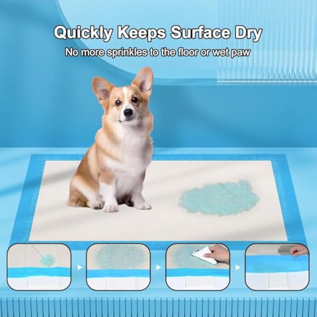 Gardner Pet Extra Large Puppy Pads 70x85cm, Ultra Absorbent Thicker Puppy Training Pads, 6 Layers of Leak-proof, Edge-Wrapping, Fast Drying, Suitable for Dogs, Cats, Rabbits (50 Pack, Blue)