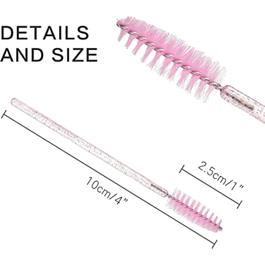 Disposable Eyelash Brushes Mascara Wands Eye Lash Eyebrow Applicator Cosmetic Makeup Brush Tool Kits (100PC, crystal pink)