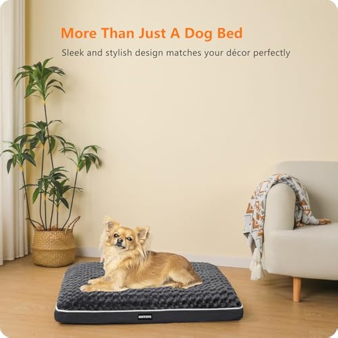 HMTOPE Orthopaedic Dog Bed, Double Deck Design, Washable, 76 cm for Small Dogs, Dark Grey