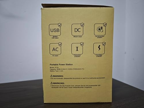 SinKeu Portable Power Station,27000mAh/99Wh Solar Generator with 230V/150W AC Outlet for Camping Emergency Outdoor Adventure Picnic Fishing Travel Party RV Trip(Solar Panel Not Included)