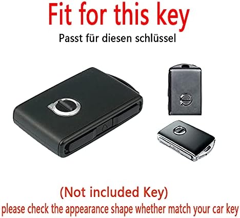 HIBEYO Key Case Fits for Volvo Smart Car Key Case Protective Cover Compatible with Volvo XC60 XC70 XC90 C30 S60 S80 S90 V60 V70 V90 key rings Key Box Leather Key Fob Accessories Side Buttons-