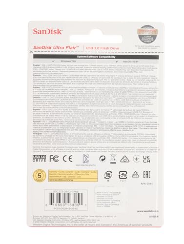 SanDisk Ultra Flair 256GB USB 3.0 Flash Drive, USB Stick, memory stick with transfer speeds up to 150MB/s Read, Durable, Sleek Metal Casing, Silver/Black