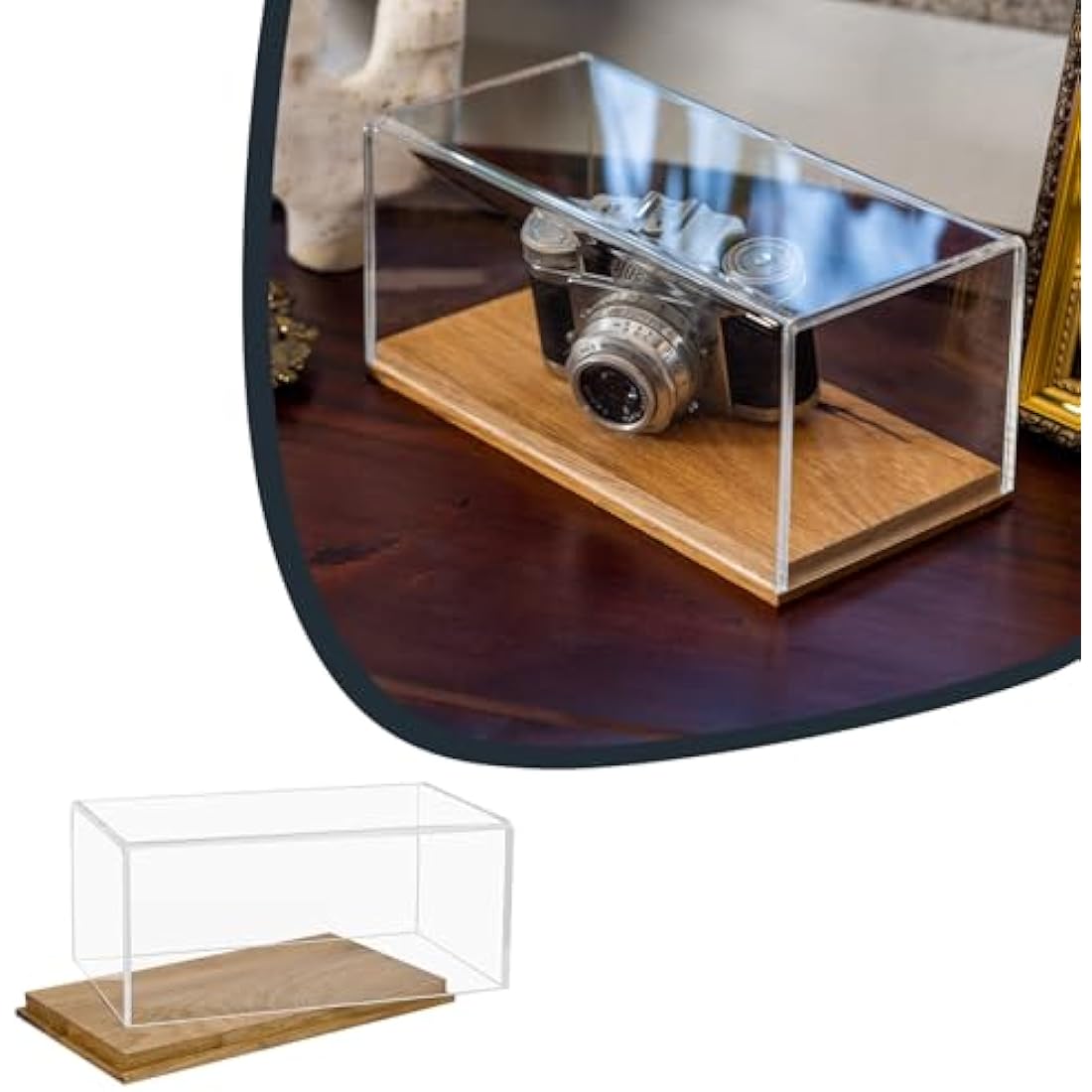 HMF 46871 Acrylic Display Case with Wooden Base for Car Models | 24 x 12 x 11 cm | Transparent