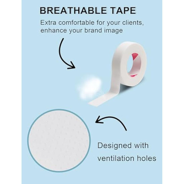 fenshine Lash Tape, PE Micropore Medical Tape for Eyelash Extension, Fabric For False Eyelash Patch Makeup Tool (6 Rolls Japan MIcropore Soft)
