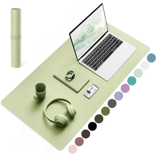 YSAGi Non-Slip Desk Pad, Waterproof PVC Leather Desk Table Protector, Ultra Thin Large Mouse Pad, Easy Clean Laptop Desk Writing Mat for Office Work/Home/Decor (80 x 40 cm, Matcha Green)