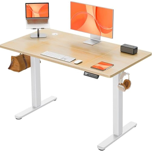 ErGear Electric Standing Desk Height Adjustable 120 x 60cm, Sit Stand Desk with 4 Memory Smart Pannel, Home Office Desk with Splice Board
