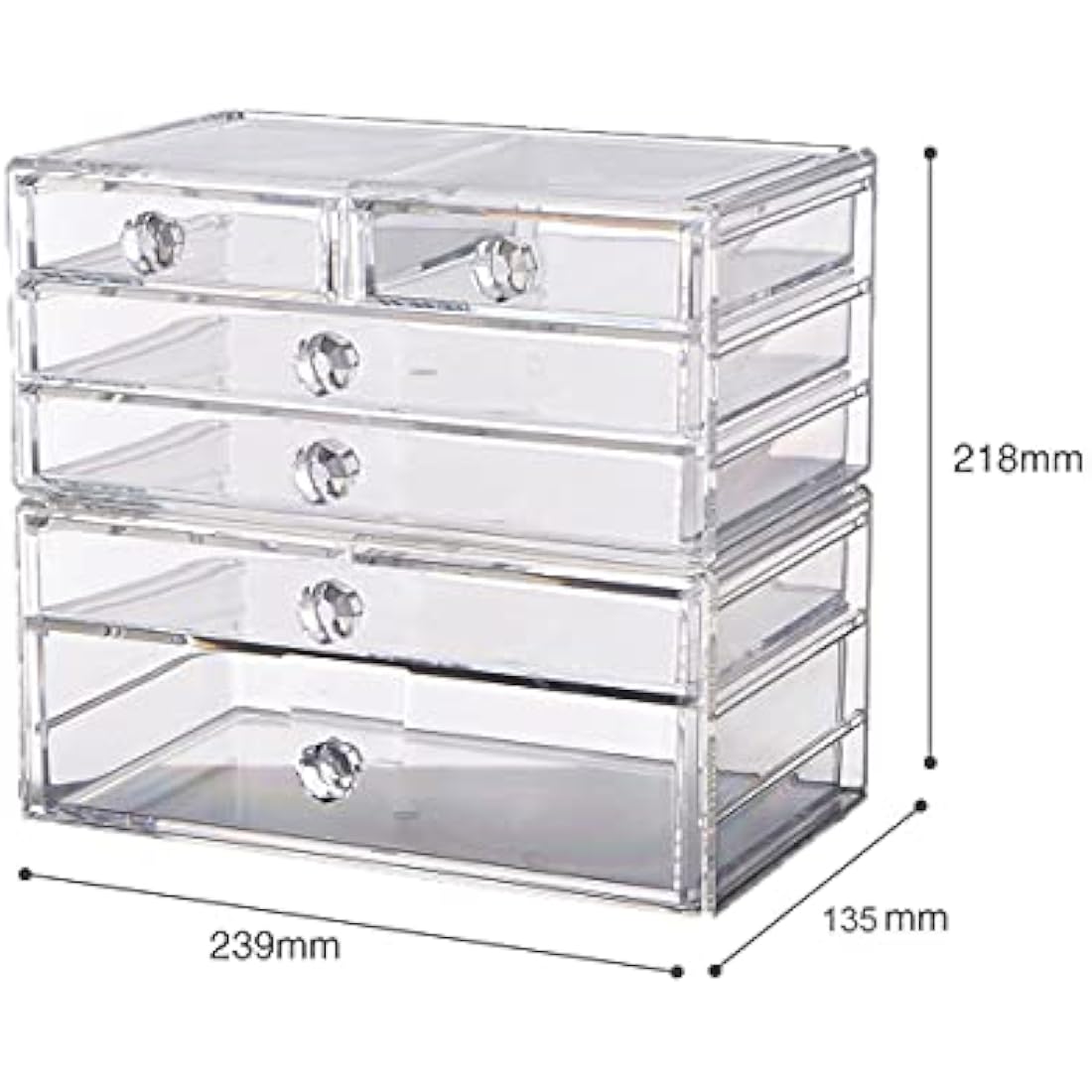 iPEGTOP Acrylic Makeup Organizer Cosmetics Storage Case, Large 6 Drawers Stackable 2 Pieces Clear Makeup Organiser Jewelry Lipstick Holder Display Box for Vanity, Bathroom Counter