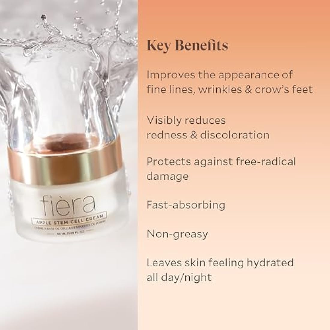 Fièra 24-Hour Rejuvenating Face Cream With Apple Stem Cells - Anti-aging Moisturizer for Day + Night, Formulated for Mature Skin. Visibly Improves Skin’s Tone and Texture - 1.69 FL. Oz.