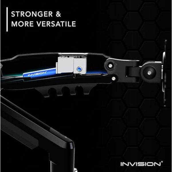 Invision Dual Monitor Arm Desk Mount for 19 to 32 Inch Screens - VESA 75 & 100mm Desk Clamp Stand - Tool Free Height Adjustment with Tilt Swivel Rotate - Increased Load Capacity from 2-9kg (MX400)