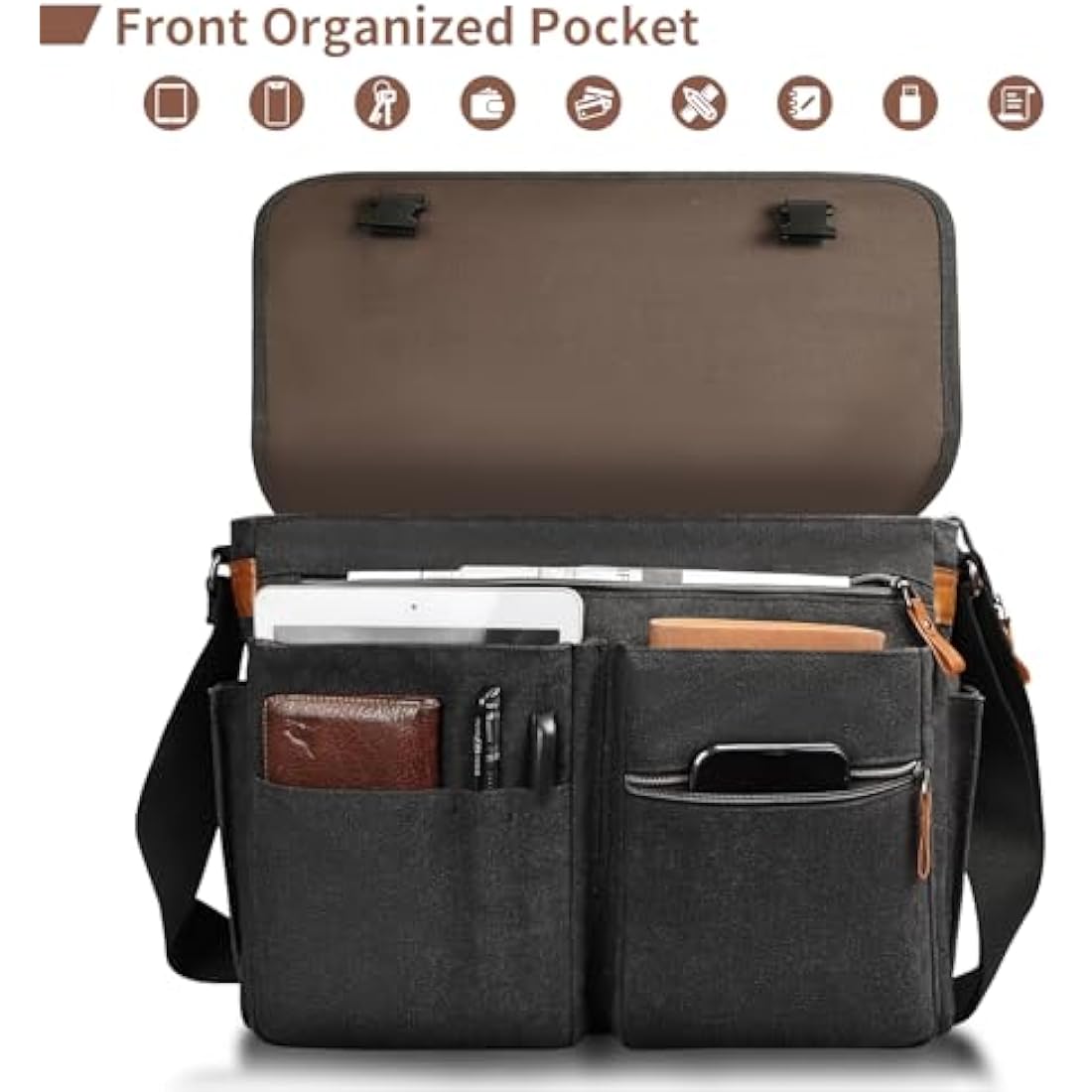 Estarer Laptop Satchel Messenger Bag 17.3 Inch Mens Large Teacher Shoulder Bag for Work Office School