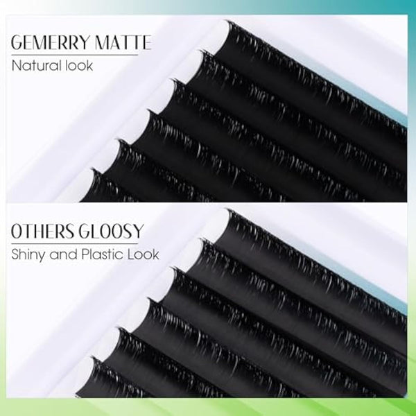 Easy Fan Lash Extensions 0.07mm 15mm D curl Russian Volume Noir Lashes Tray Automatic Flowering Blooming Self Fanning Lashes 3D 4D 5D 6D 8D Long Individual Eyelashes Gemerry Lashes(0.07-d curl-15mm)