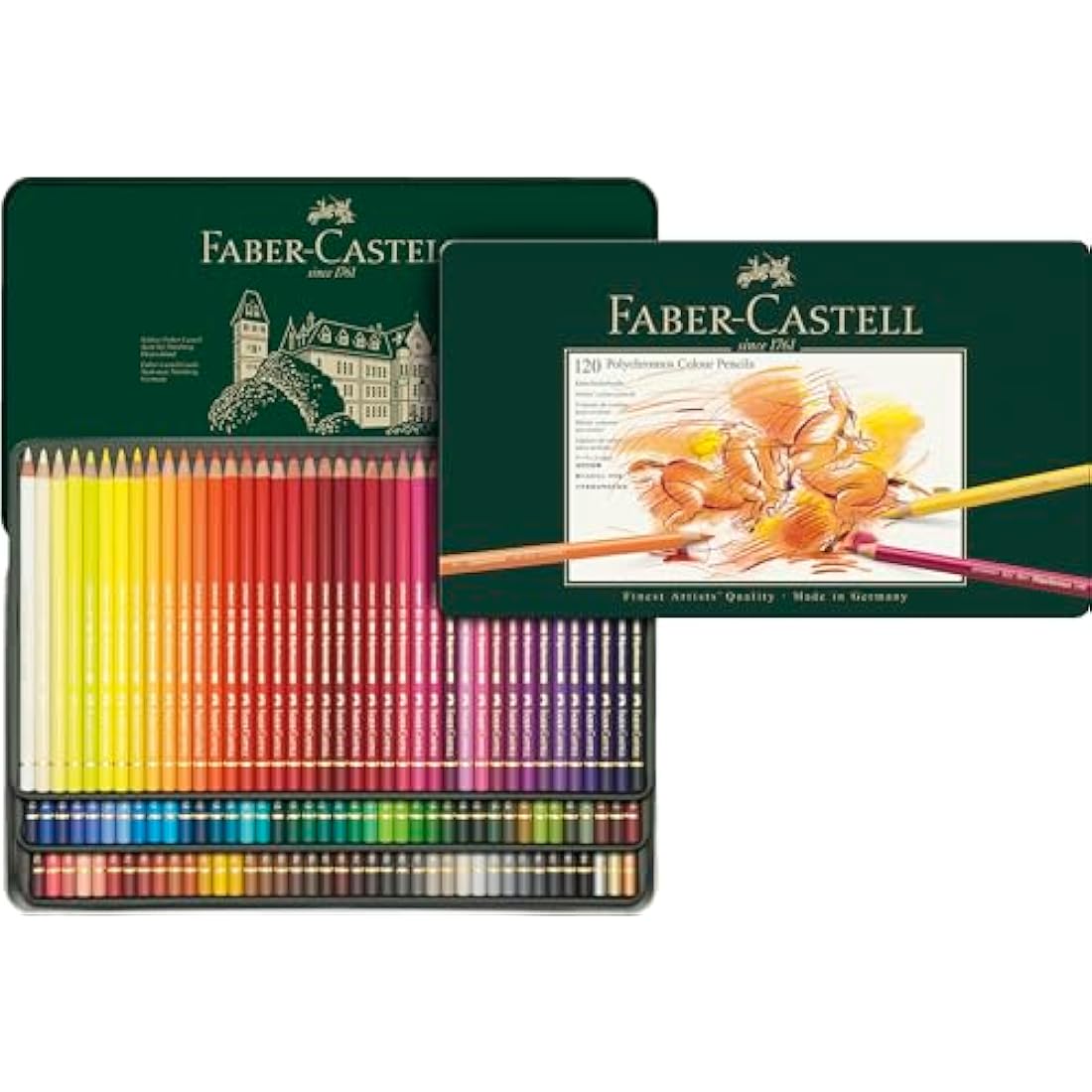 Faber-Castell Art & Graphic Polychromos Colour Pencil, Multicoloured, Tin Of 120, For Art, Craft, Drawing, Sketching, Home, School, University, Colouring