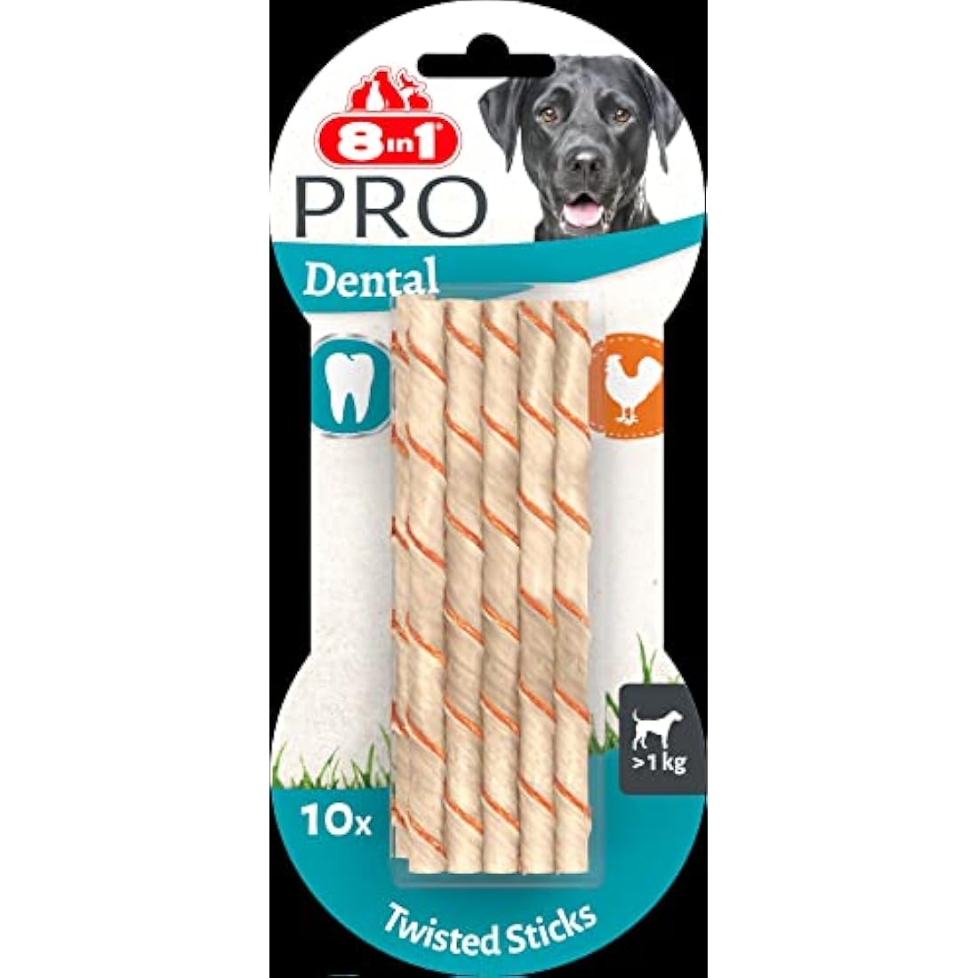 8in1 Pro Dental Twisted Sticks - healthy chew sticks for dogs for dental care, 10 pieces (pack of 1)
