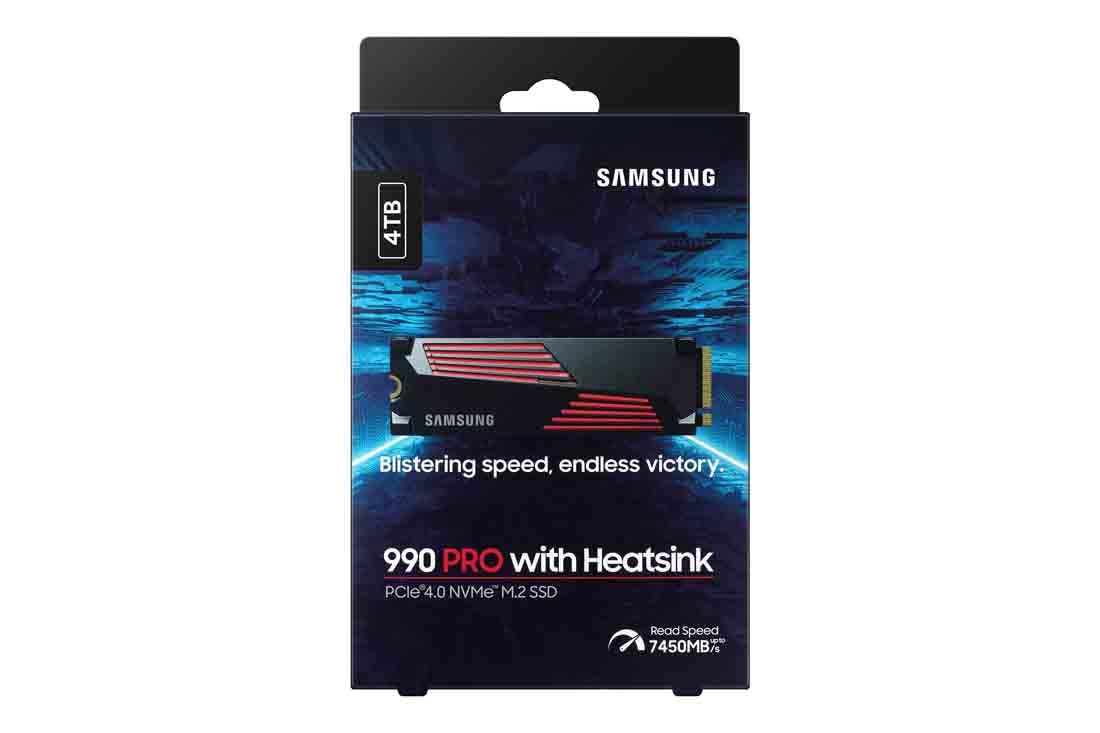 Samsung 990 PRO NVMe M.2 SSD, 2 TB, PCIe 4.0, 7,450 MB/s read, 6,900 MB/s write, Internal SSD, For gaming and video editing, MZ-V9P2T0BW