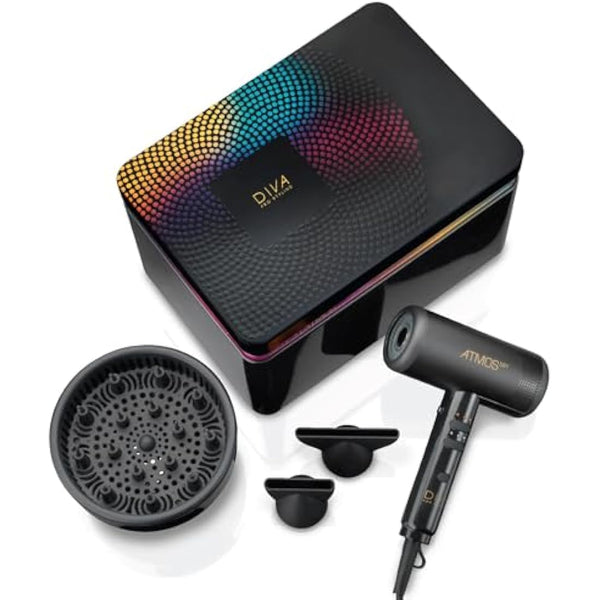 Diva Pro Styling Atmos Dry Compact Diffuser Hairdryer - Ultra high-Powered, Lightweight and Incredibly Quiet