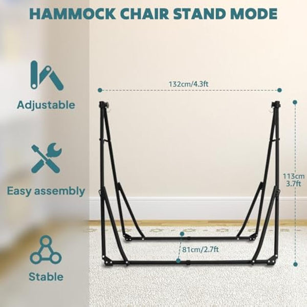 Anyoo Hammock & Hanging Chair with Foldable Stand, Dual Use Portable Hammock Stand Set for Indoor, Outdoor Hammocks