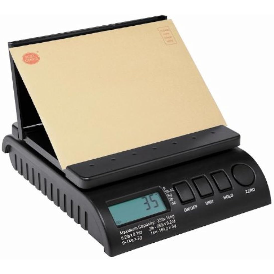 ABCON POSTSHIP Digital 20kg 44lb - FROM 1g INCREMENTS – 22x18cm Platform Letter Postal Postage Parcel Shipping Weighing Scales with Auto Hold & Auto Off : 0-1kg/1g 1-5kg/2g 5-20kg/5g Black
