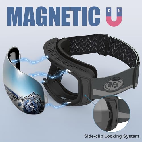 Findway Ski Goggles,Snowboard Goggles for Men Womens Ladies Over Glasses OTG, Magnetic Interchangeable Spherical Lens,Anti-fog 100% UV Protection,