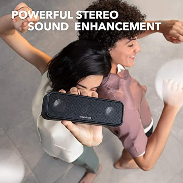 soundcore 3 by Anker, Bluetooth Speaker with Stereo Sound, Pure Titanium Diaphragm Drivers, PartyCast Technology, BassUp, 24H Playtime, IPX7 Waterproof, App, Custom EQ, Home, Outdoor, Beach