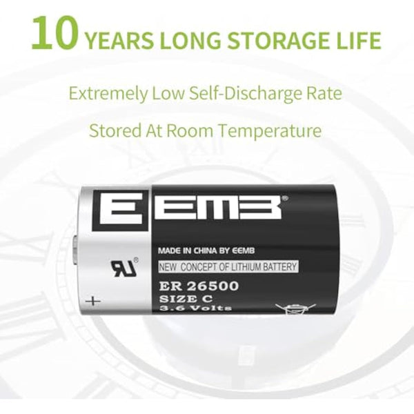 EEMB ER26500 C Size 3.6V 9000mAh Lithium Battery High Capacity Li-SOCL₂ Non-Rechargeable LS26500 SB-C01 TL-2200 for TPMS Automobile tire pressure monitor Smart card instrument electricity meter (10)