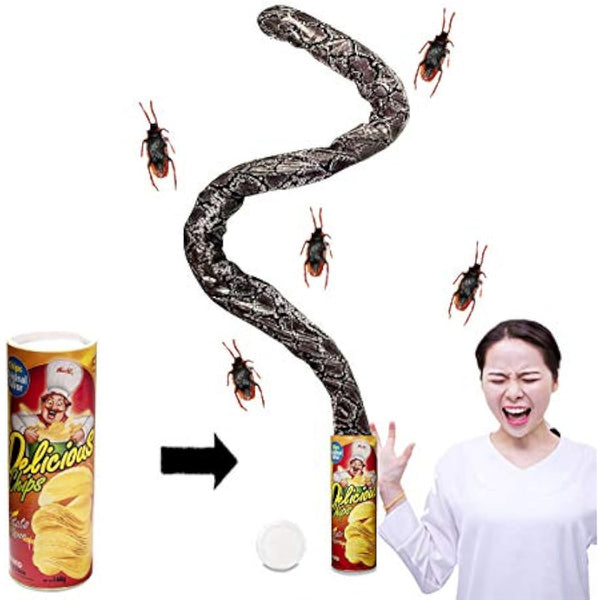 Potato Chip Snake Can Snake Joke Toys Funny Spring Snake Can Jumping Snake for Prank Props as April Fool's Day Gift or Party Decoration