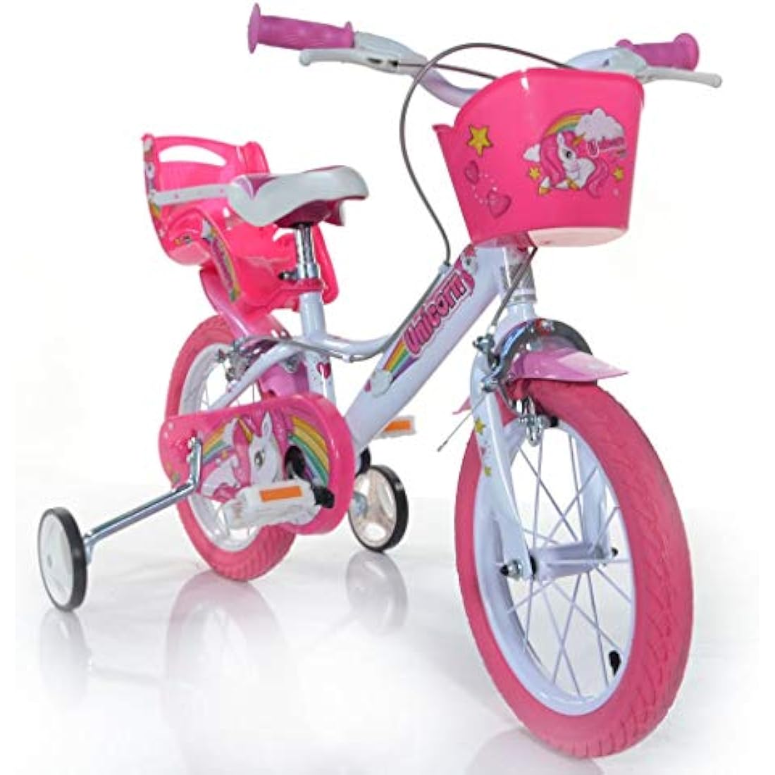 Dino Bikes 144R-UN Unicorn 14" Bicycle 14'', White & Pink