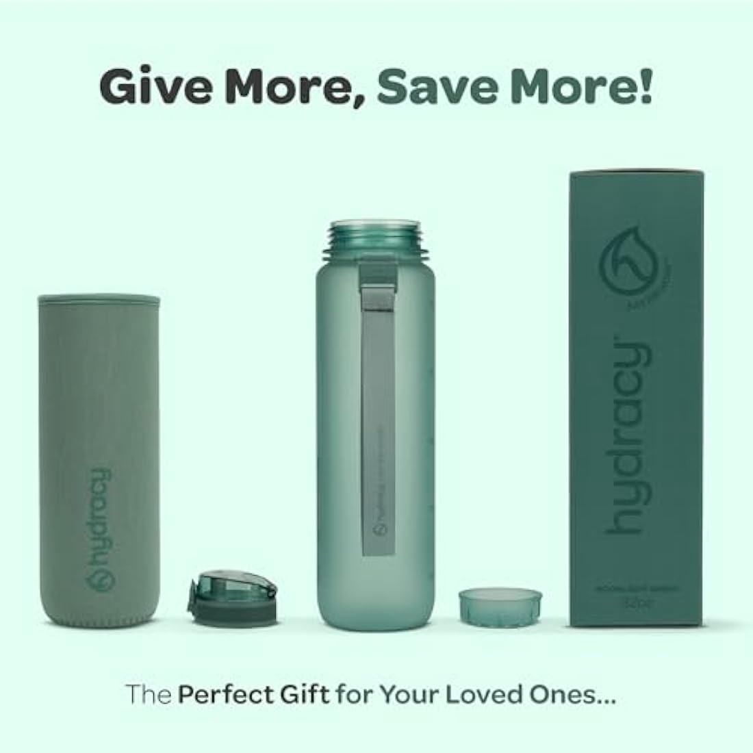 Hydracy Water Bottle with Time Marker -Large 1 Litre BPA Free Water Bottle & No Sweat Sleeve -Leak Proof Gym Bottle with Fruit Infuser Strainer & Times to Drink -Ideal for Fitness Sport & Outdoor