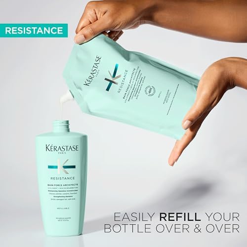 Kérastase Resistance, Daily Strengthening Shampoo, For Brittle, Damaged Hair & Split Ends, With Vita-Ciment Complex, Bain Force Architecte