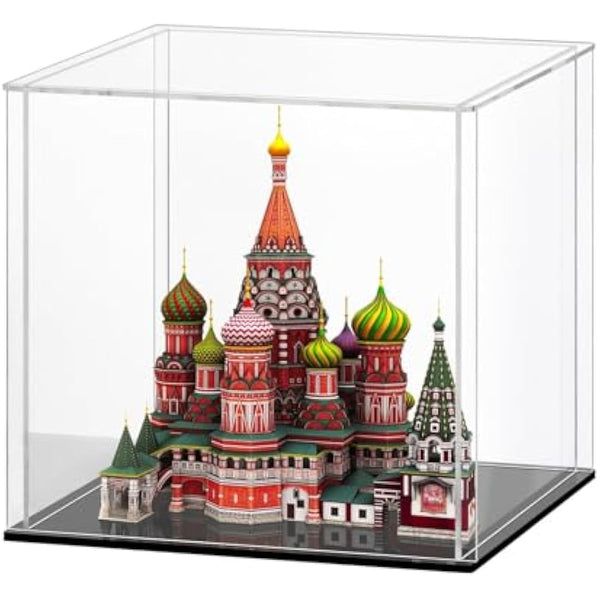 HUIJINTAO Clear Acrylic Display Case Countertop Box Cube Organizer Stand Dustproof Protection Showcase for Action Figures/Toys/Collectibles(9x9x9inch;23x23x23cm)