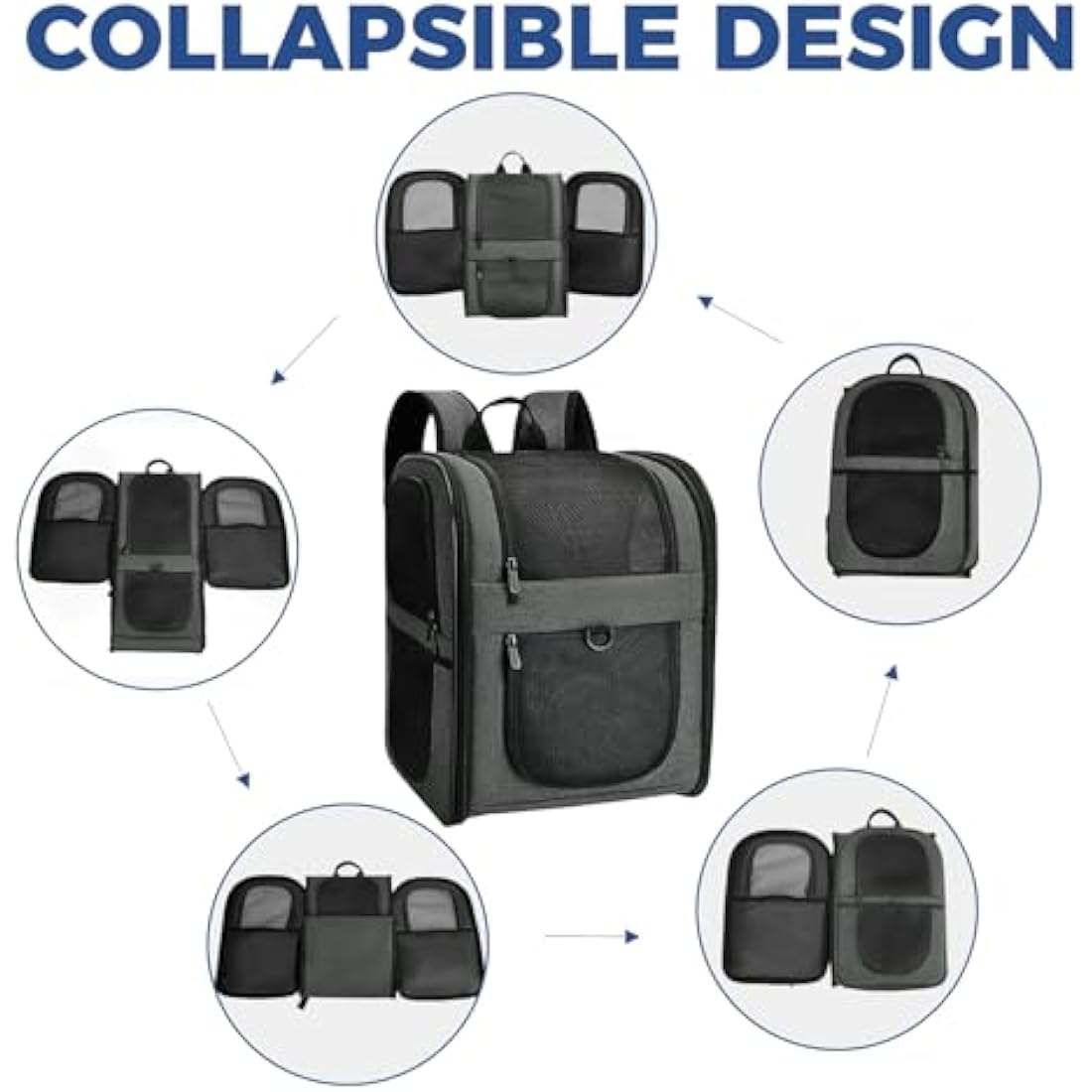 Apollo Walker Cat Carrier and Dog Carrier, for Large and Small Cat Pets (2-15 kg), Breathable Mesh Pet Carrier, Ideal for Hiking, Travel, and Outdoor Activities (Gray)