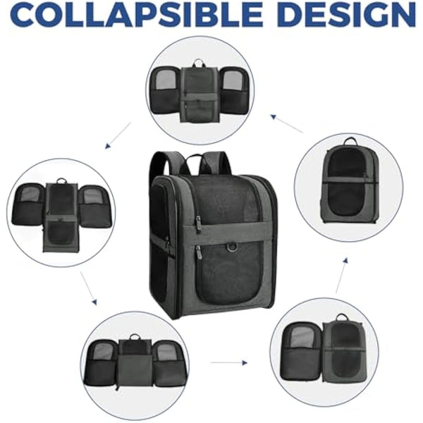 Apollo Walker Pet Carrier Backpack for Large/Small Cats and Dogs, Puppies, Safety Features and Cushion Back Support | for Travel, Hiking, Outdoor Use (Gray)