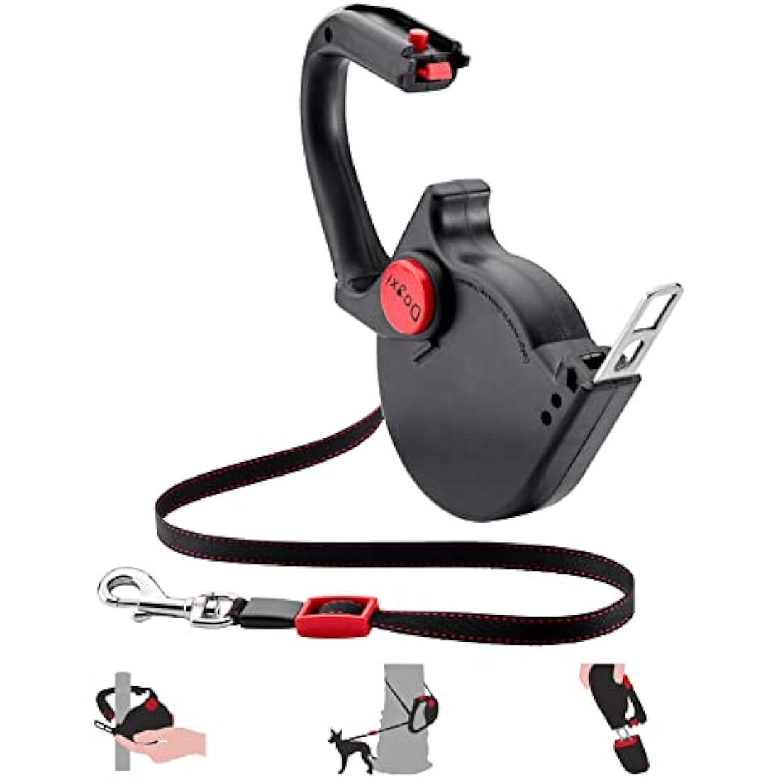 Dogxi Dog Lead Multifunctional Extendable Retractable Dog Lead 5m Handle Opens For Easy Fastening Seatbelt Buckle For Safe Transport In The Car For Small And Medium-Sized Dogs
