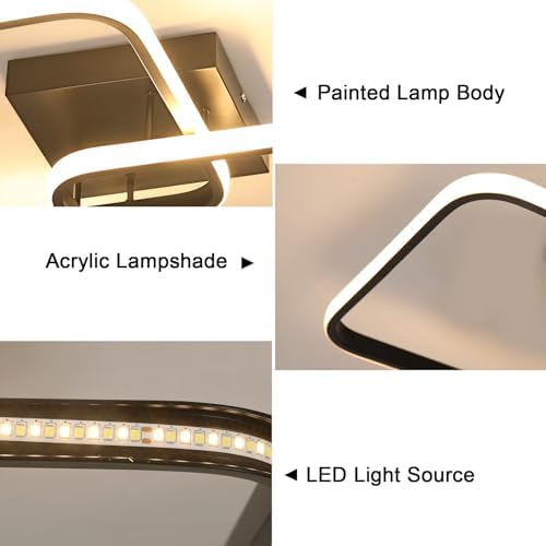 Goeco Dimmable LED Ceiling Light with Remote Control, 50W 5600LM 3000K-6500K Brightness Adjustable LED Ceiling Light, Square Ceiling Lamp for Living Room, Bedroom, Black