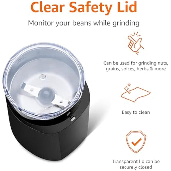 Amazon Basics Electric Coffee Bean Grinder, Black