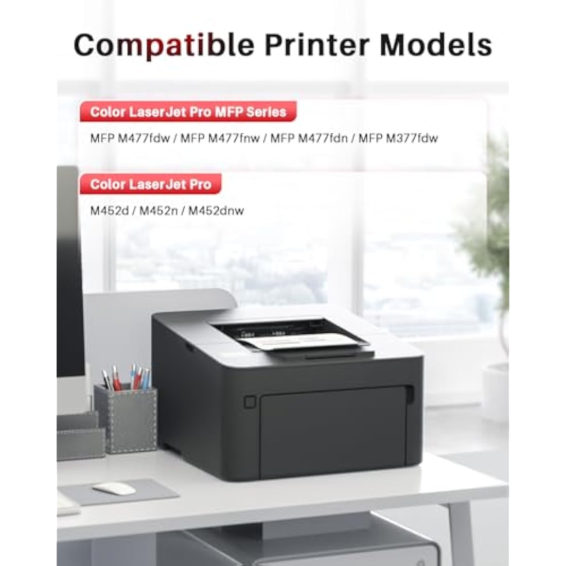Halloya 410A Compatible Toner Cartridges Replacement for HP CF410A 410X CF410X for Color LaserJet Pro M477fdw M477fnw M477fdn M452nw M377dw M452dn M452dw M477dw M477nw (2BK)