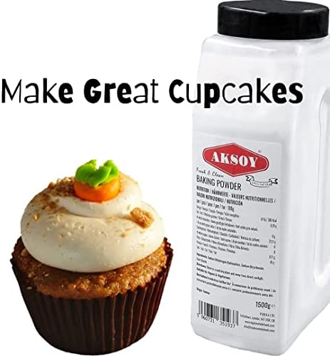 Aksoy Double Acting Baking Powder 1KG | All-Purpose Leavening Agent for Cooking and Baked Goods, Desserts, Breads, & Cake | Vegan | Airtight Bulk Container