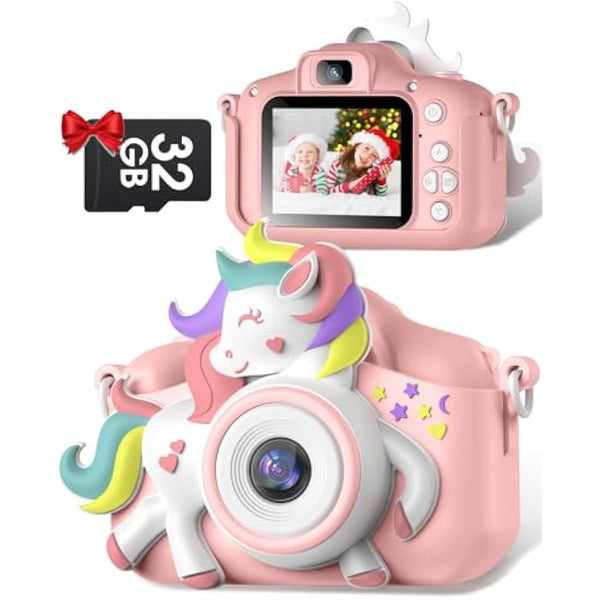 Gofunly Kids Camera, 1080P HD 2.0" Digital Camera for Kids with 32GB Card, Selfie Toy, Birthday Gift for Girls Ages 3-12