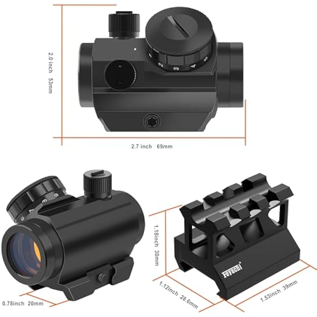 Feyachi RDS-25 Red Dot Sight 4 MOA Red Dot Gun Sight Rifle Scope with 1 inch Riser Mount