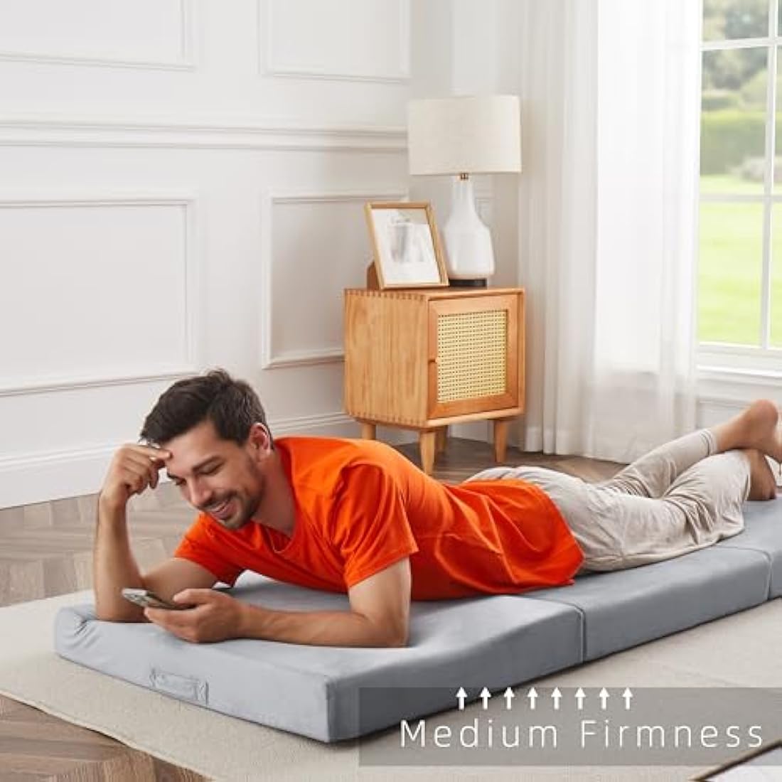 Jamdok 10CM Single Memory Foam Folding Sleeping Pad,Trifold Mattress,Machine Washable Cover, Foldable Floor Mattress Topper,Guest Bed for Adult,Camping Mat